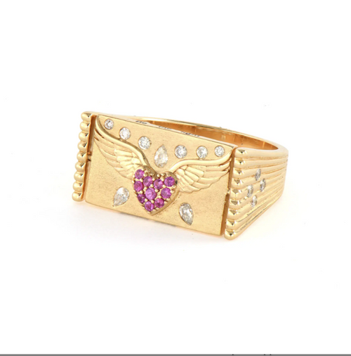 GUARDIAN ANGEL DOUBLE SIDED CROSS FLIP RING